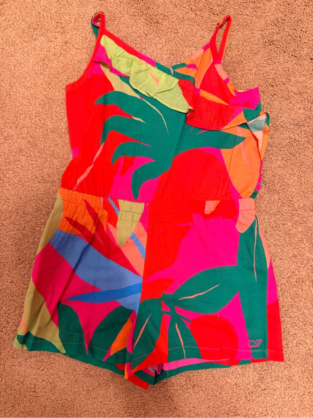Vineyard Vines Colorful Tropical Print Romper - Pink & Green